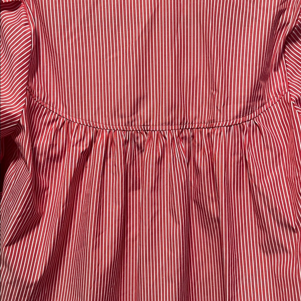 WALTER BAKER Red White Striped Button-Down Short Sleeve Blouse, Ruffle, Size S - Picture 11 of 12
